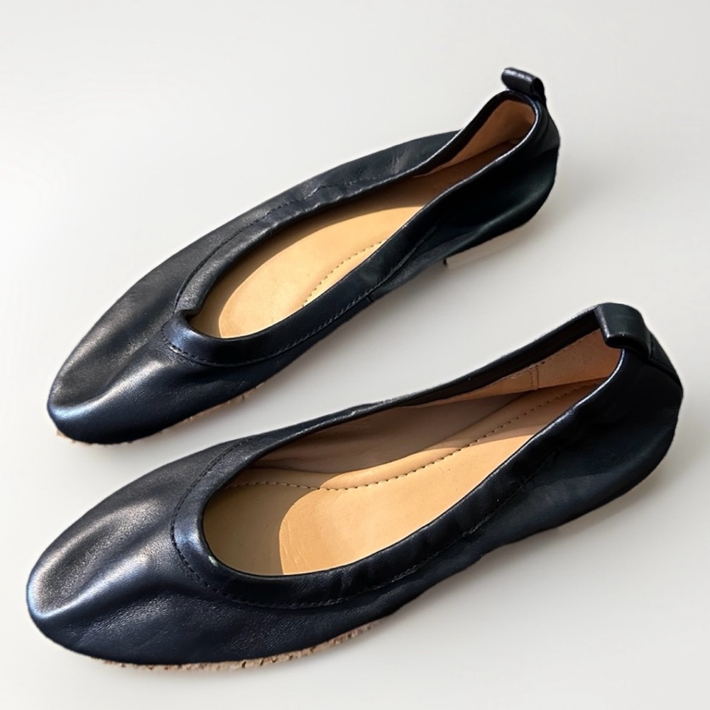 J. Crew Lizzie Leather Ballet Flats Black Women’s Size 8.5 - Picture 5 of 10